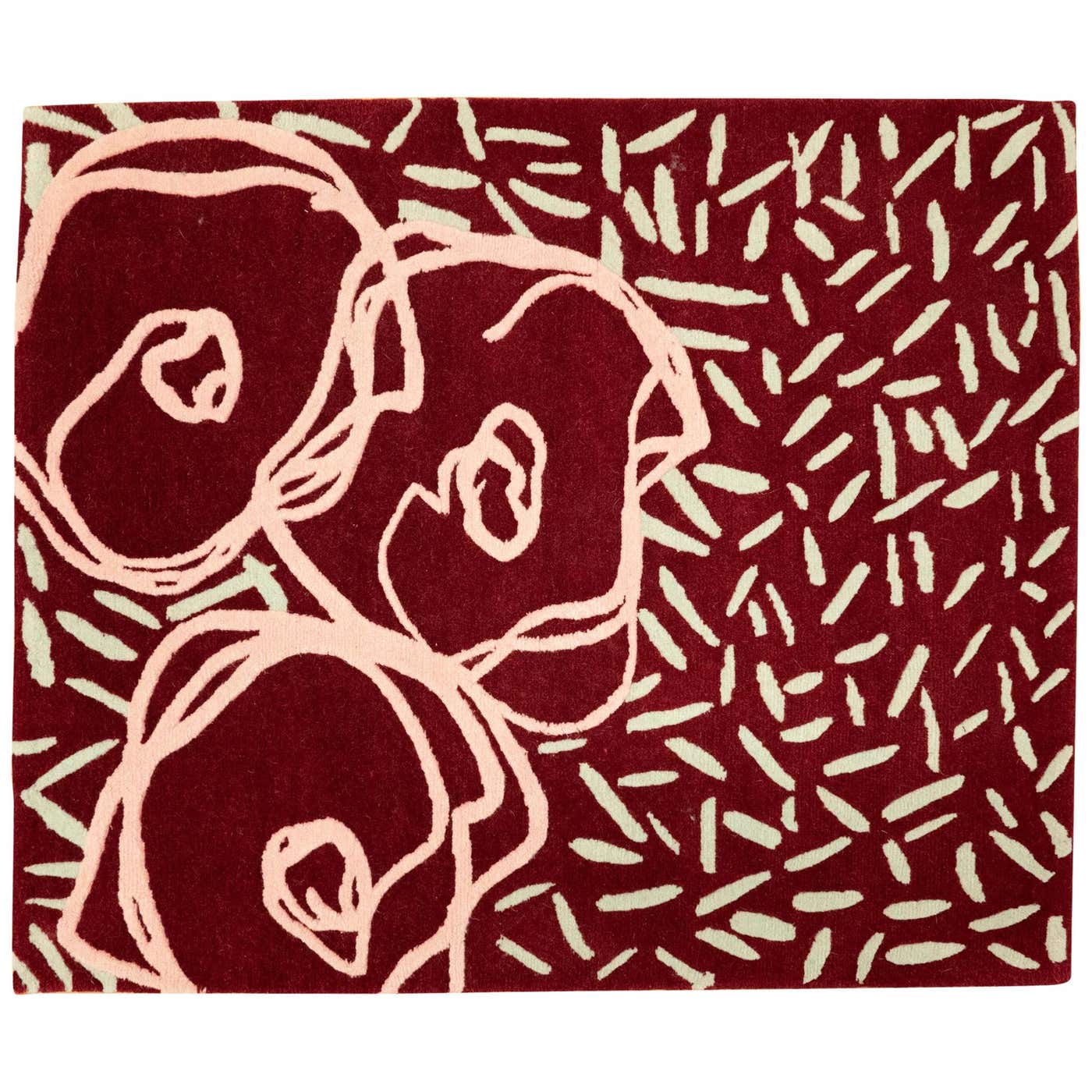 Contemporary Handmade Red Flower Rug, Custom Size and Colors, Ideal for ...