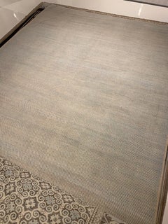 Contemporary Handmade Rug in Beige and Blue by Doris Leslie Blau