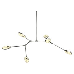 Contemporary handmade sculptural LED Chandelier. Crystal, and páua shell. Small