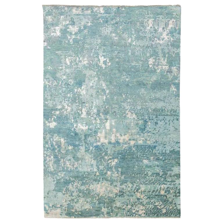 Contemporary Handmade Silk and Wool Rug