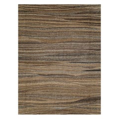 Contemporary Handmade Swedish Inspired Brown Room Size Flat-Weave Rug