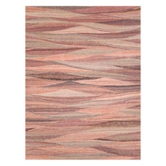 Contemporary Handmade Swedish Inspired Pink Room Size Flat-Weave Rug
