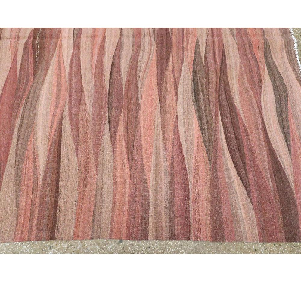 Contemporary Handmade Swedish Inspired Pink Room Size Flat-Weave Rug For Sale 1
