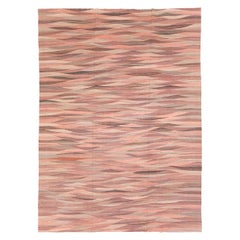 Contemporary Handmade Swedish Inspired Pink Room Size Flat-Weave Rug
