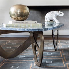 Contemporary Handmade Table "Cynthus" Freeform Marble on Brass Base, by Anaktae