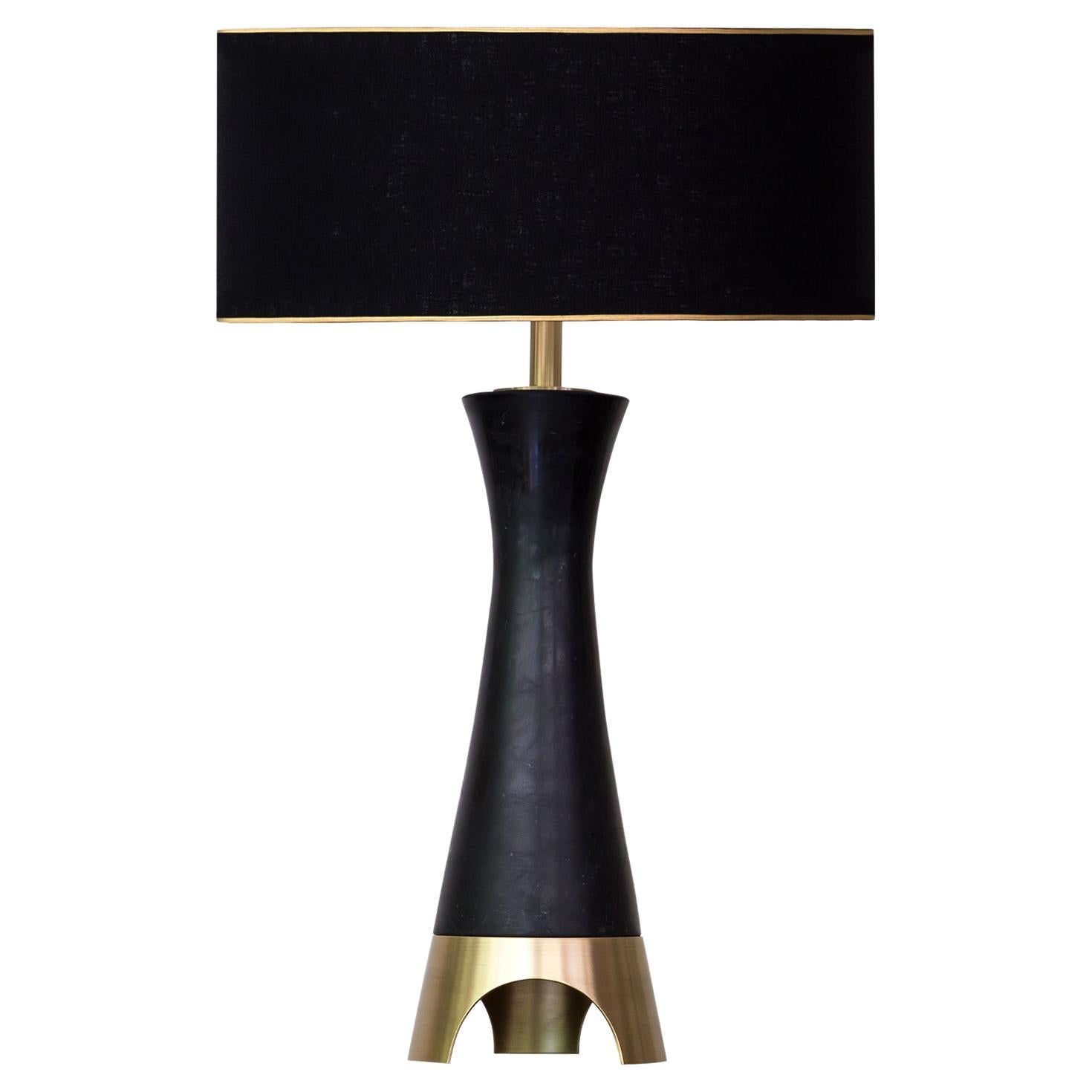 Contemporary Handmade Table Lamp "Aichmé" Solid Marble and Brass Base by Anaktae