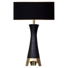 Contemporary Handmade Table Lamp "Aichmé" Solid Marble and Brass Base by Anaktae