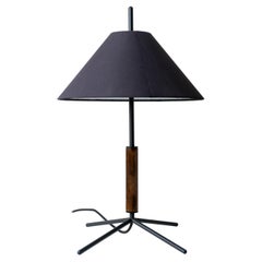 Contemporary, Handmade Table Lamp, Black, Fabric, Wood, by Mediterranean Objects