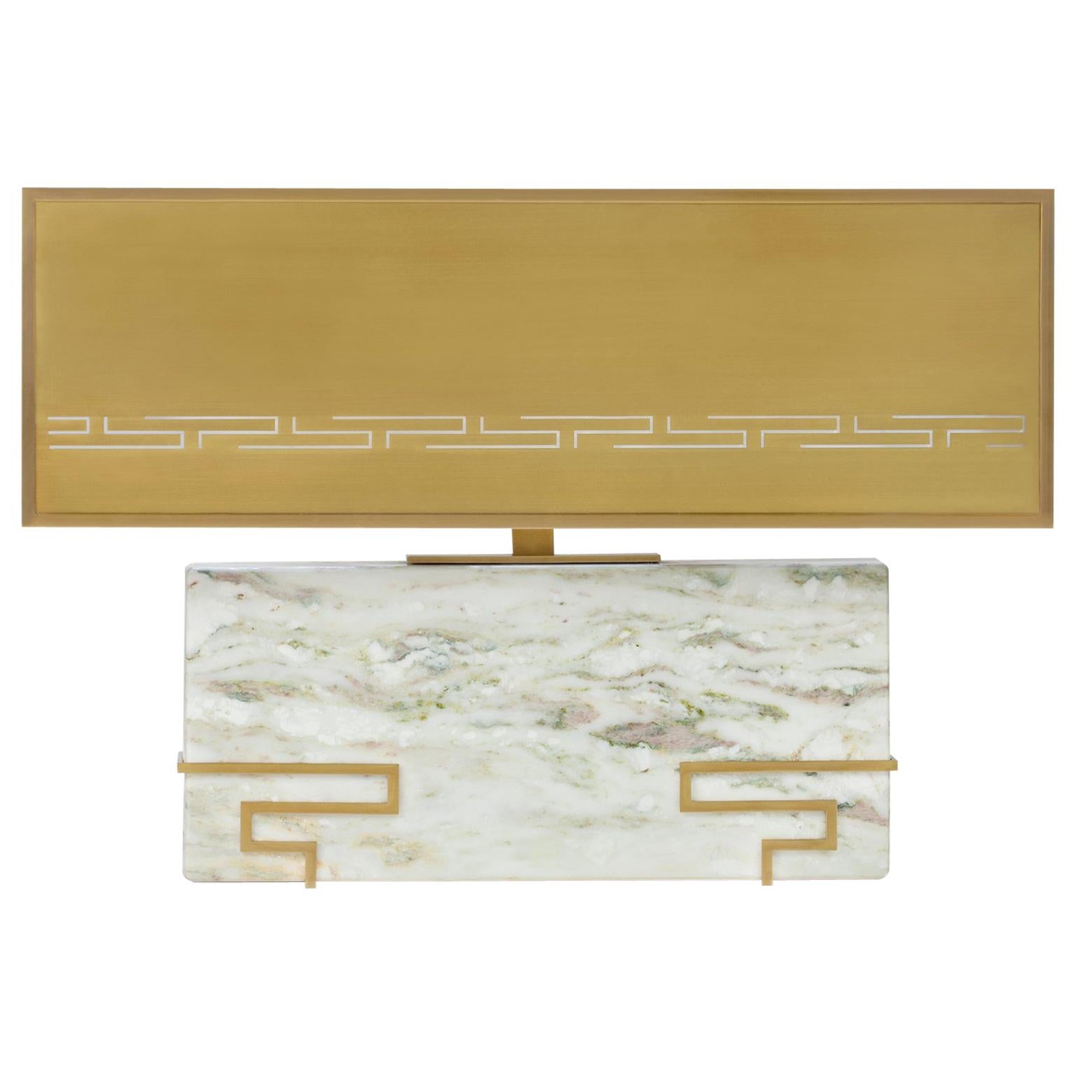 Contemporary Handmade Table Lamp "Hypnos" Marble with Brass Lampshade by Anaktae