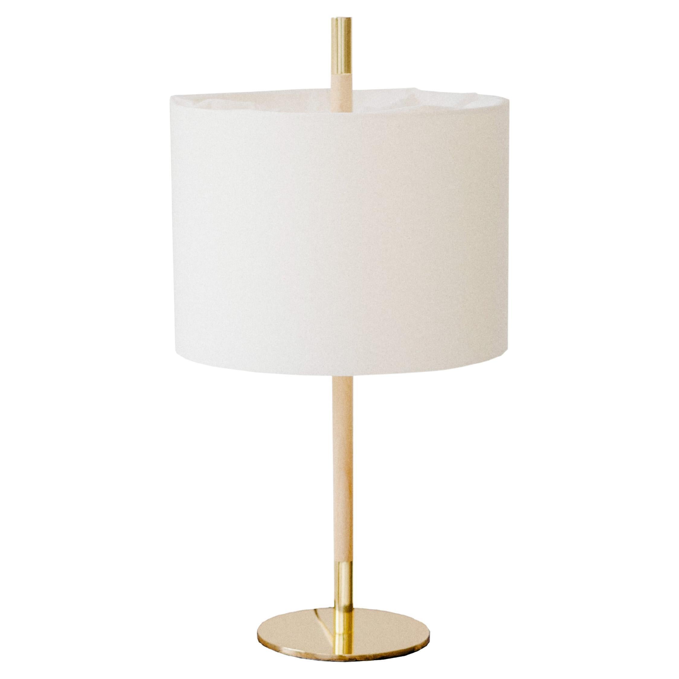 Contemporary, Handmade Table Lamp, Natural Fabric Brass, Mediterranean Objects For Sale