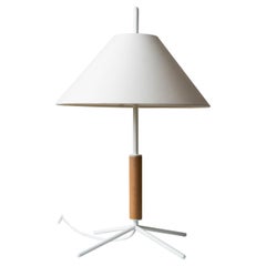 Contemporary, Handmade Table Lamp, White, Fabric, Wood, by Mediterranean Objects