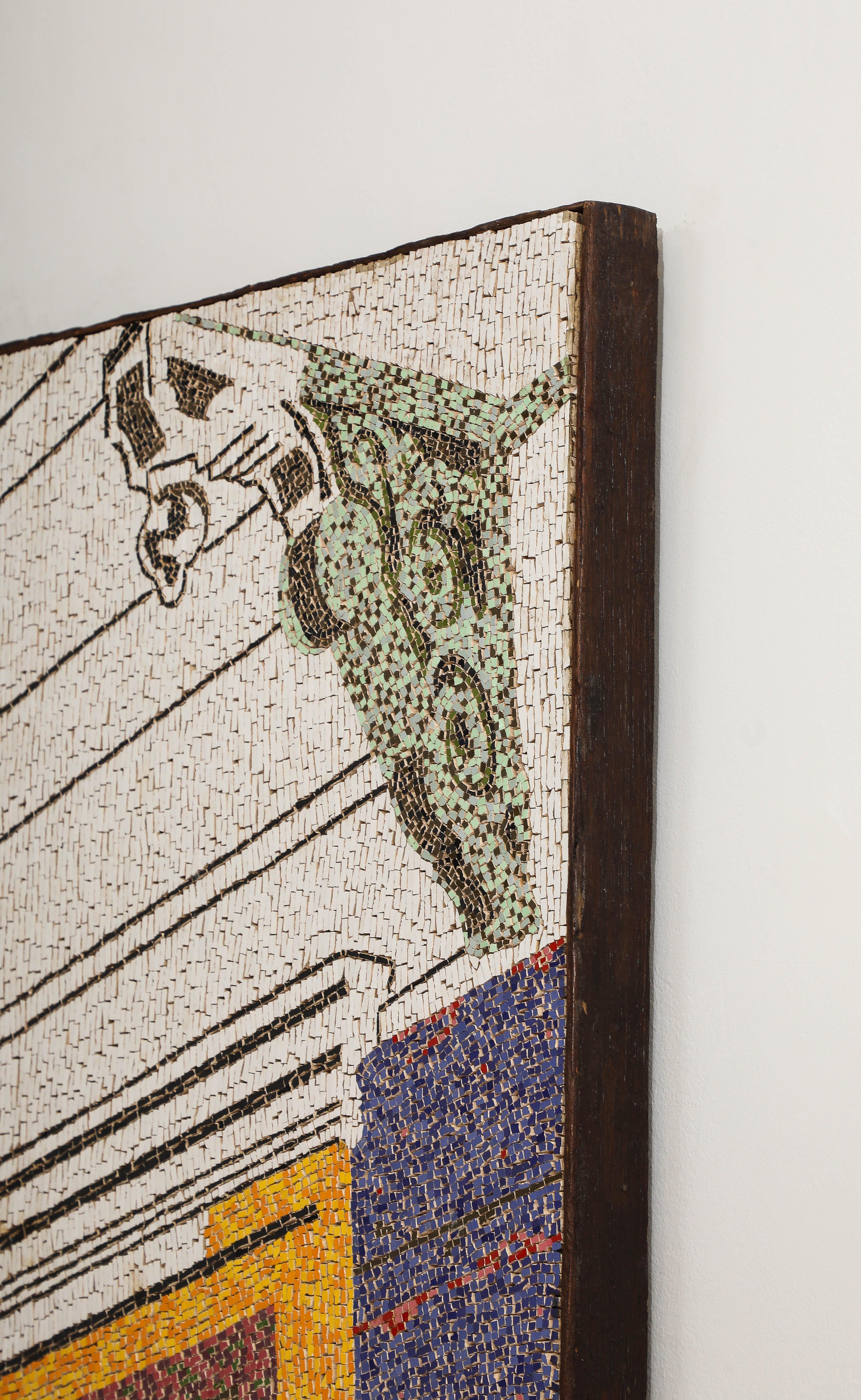Post-Modern Contemporary Handmade Tile Mosaic by Brazilian Artist Katharina Welper, 2015 For Sale