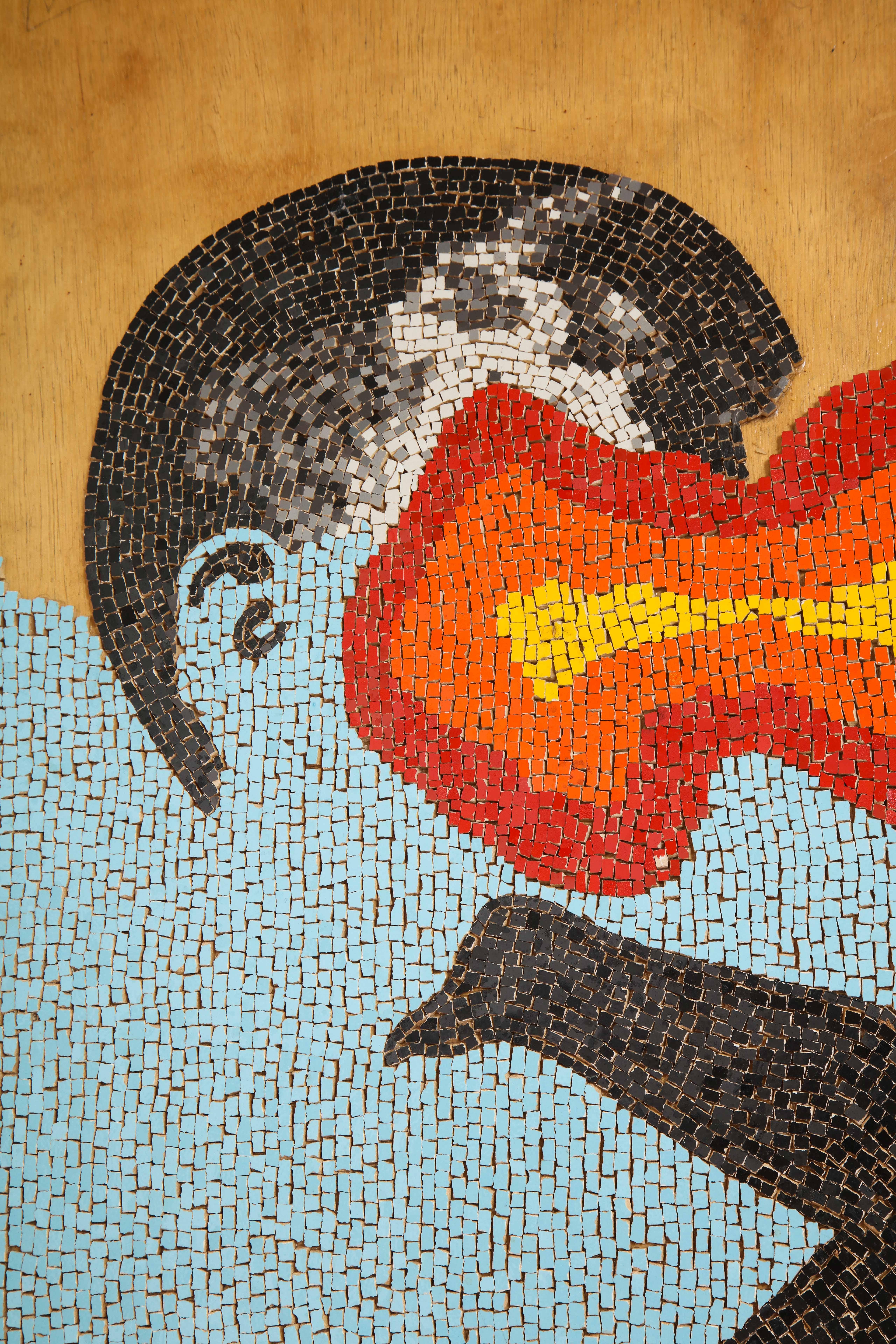 Contemporary handmade tile Mosaic by Brazilian artist Katharina Welper In Good Condition In Deerfield Beach, FL