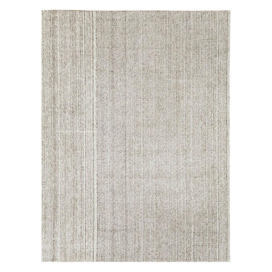 Contemporary Handmade Turkish Room Size Flat-Weave Rug in Beige und Brown (Moderne) im Angebot