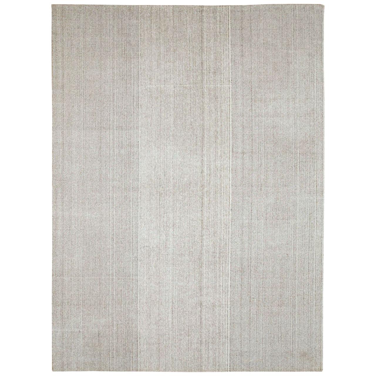 Contemporary Handmade Turkish Room Size Flat-Weave Rug in Beige and Brown