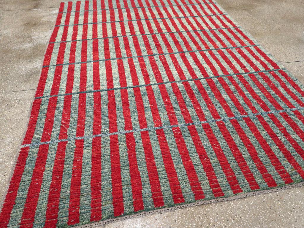 Wool Contemporary Handmade Turkish Anatolian Accent Carpet For Sale