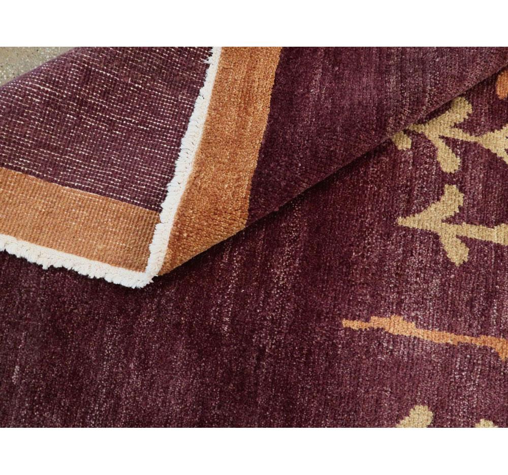 Contemporary Handmade Turkish Anatolian Room Size Carpet in Aubergine For Sale 3