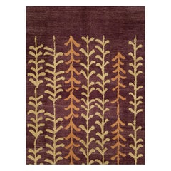 Contemporary Handmade Turkish Anatolian Room Size Carpet in Aubergine
