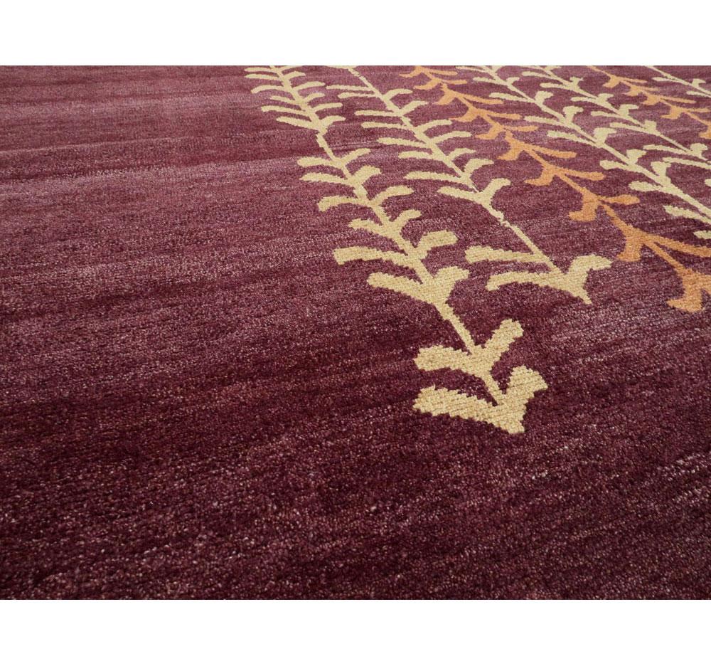 Contemporary Handmade Turkish Anatolian Room Size Carpet in Aubergine In New Condition For Sale In New York, NY