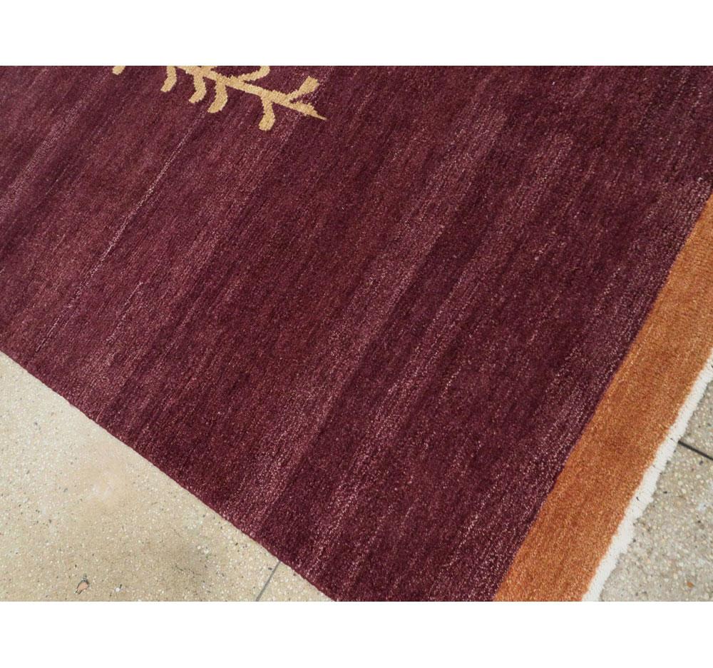 Contemporary Handmade Turkish Anatolian Room Size Carpet in Aubergine For Sale 1