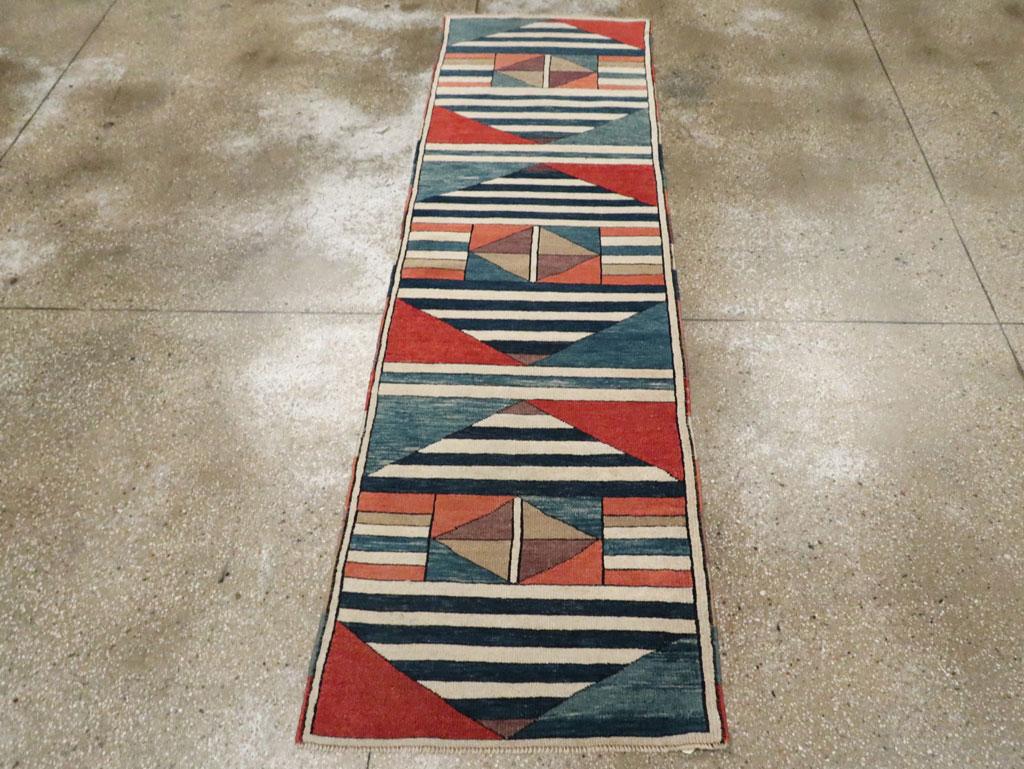 Hand-Knotted Contemporary Handmade Turkish Anatolian Small Runner For Sale