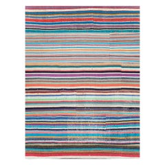 Contemporary Handmade Turkish Flat-Weave Kilim Colorful Large Room Size Carpet