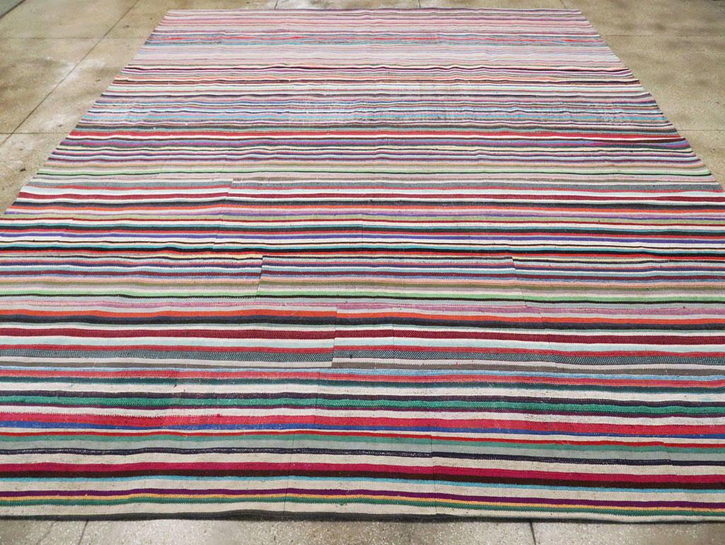 Contemporary Handmade Turkish Flat-Weave Kilim Colorful Large Room Size Carpet In New Condition For Sale In New York, NY