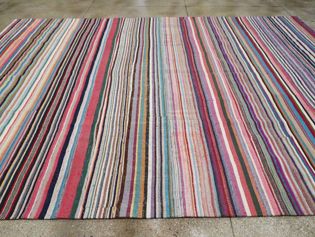 Contemporary Handmade Turkish Flat-Weave Kilim Colorful Large Room Size Carpet For Sale 1