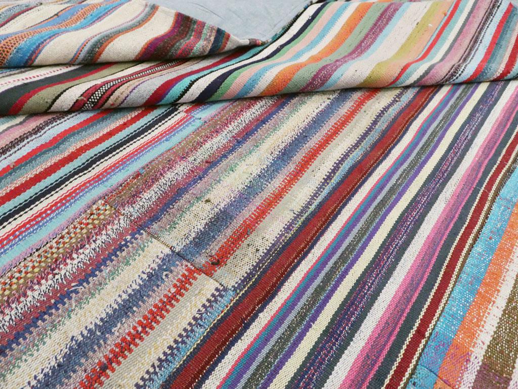 Contemporary Handmade Turkish Flat-Weave Kilim Colorful Oversize Carpet For Sale 4
