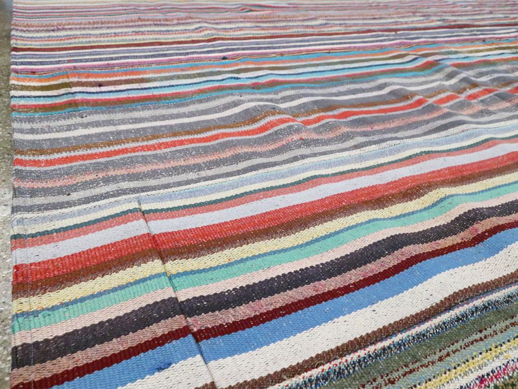 Contemporary Handmade Turkish Flat-Weave Kilim Colorful Oversize Carpet In New Condition For Sale In New York, NY