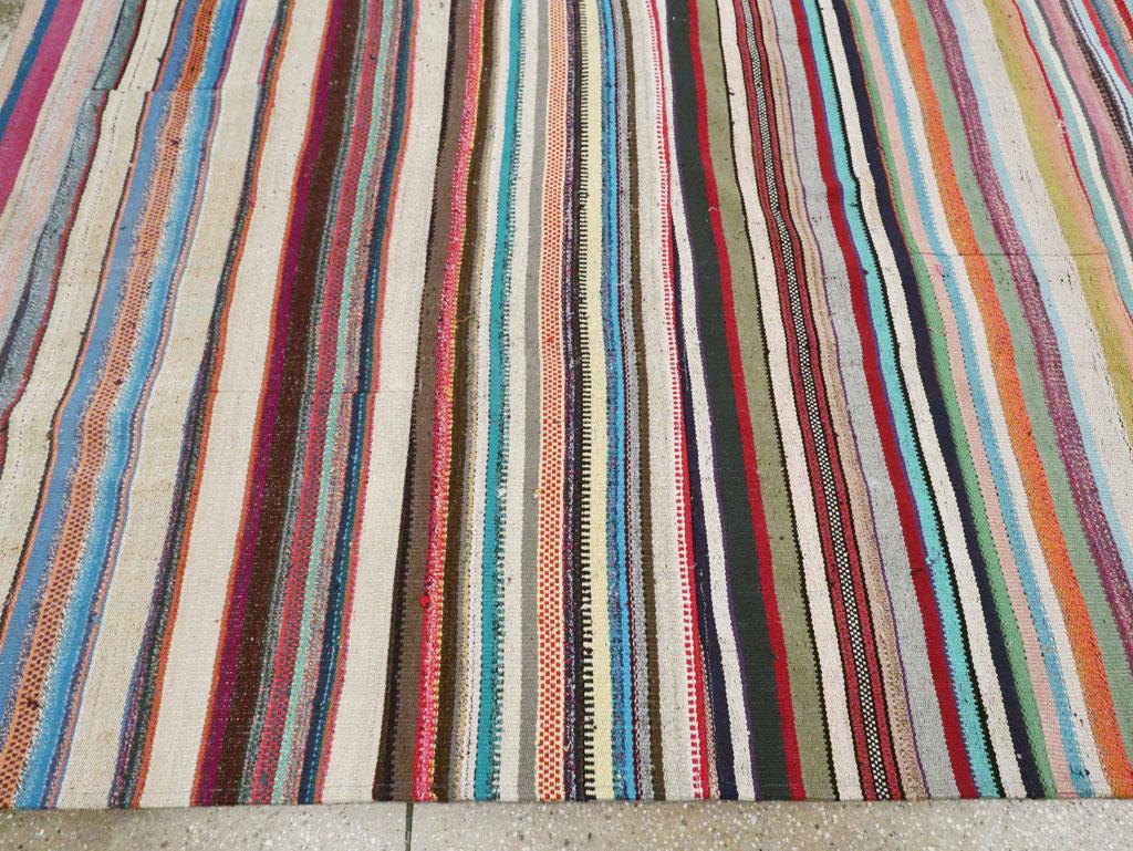 Contemporary Handmade Turkish Flat-Weave Kilim Colorful Oversize Carpet For Sale 2