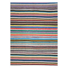 Contemporary Handmade Turkish Flat-Weave Kilim Colorful Room Size Carpet