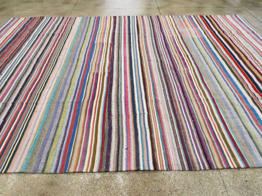 Lana Tappeto contemporaneo fatto a mano turco a trama piatta Kilim colorato per la stanza in vendita