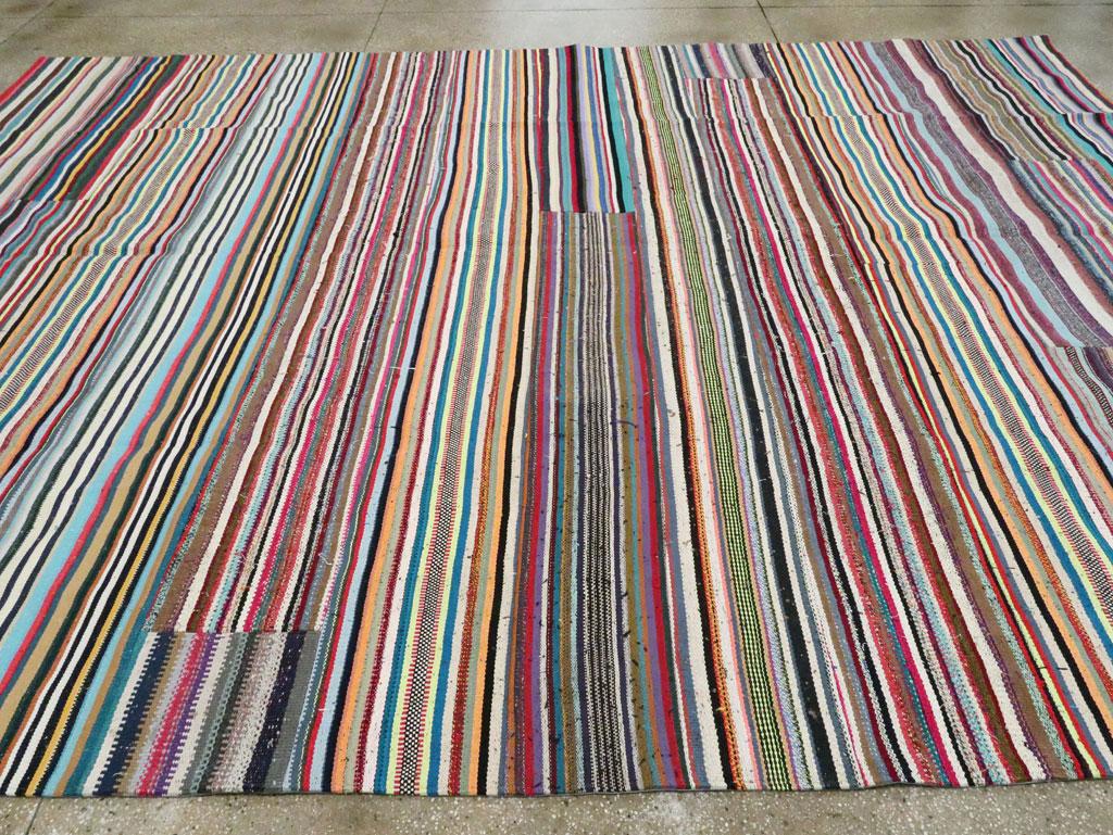 Contemporary Handmade Turkish Flat-Weave Kilim Colorful Room Size Carpet For Sale 2