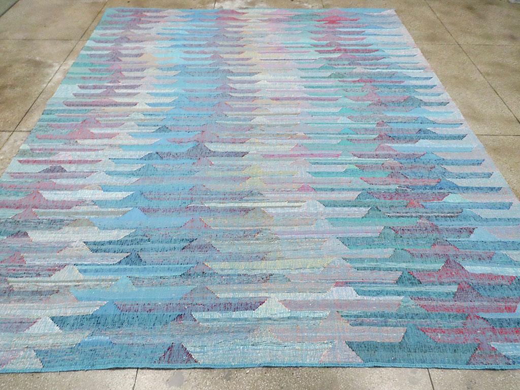 Contemporary Handmade Turkish Flat-Weave Kilim Geometric Large Room Size Carpet In New Condition For Sale In New York, NY