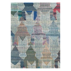 Contemporary Handmade Turkish Flat-Weave Kilim Large Geometric Room Size Carpet