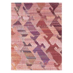 Contemporary Handmade Turkish Flat-Weave Kilim Large Geometric Room Size Carpet