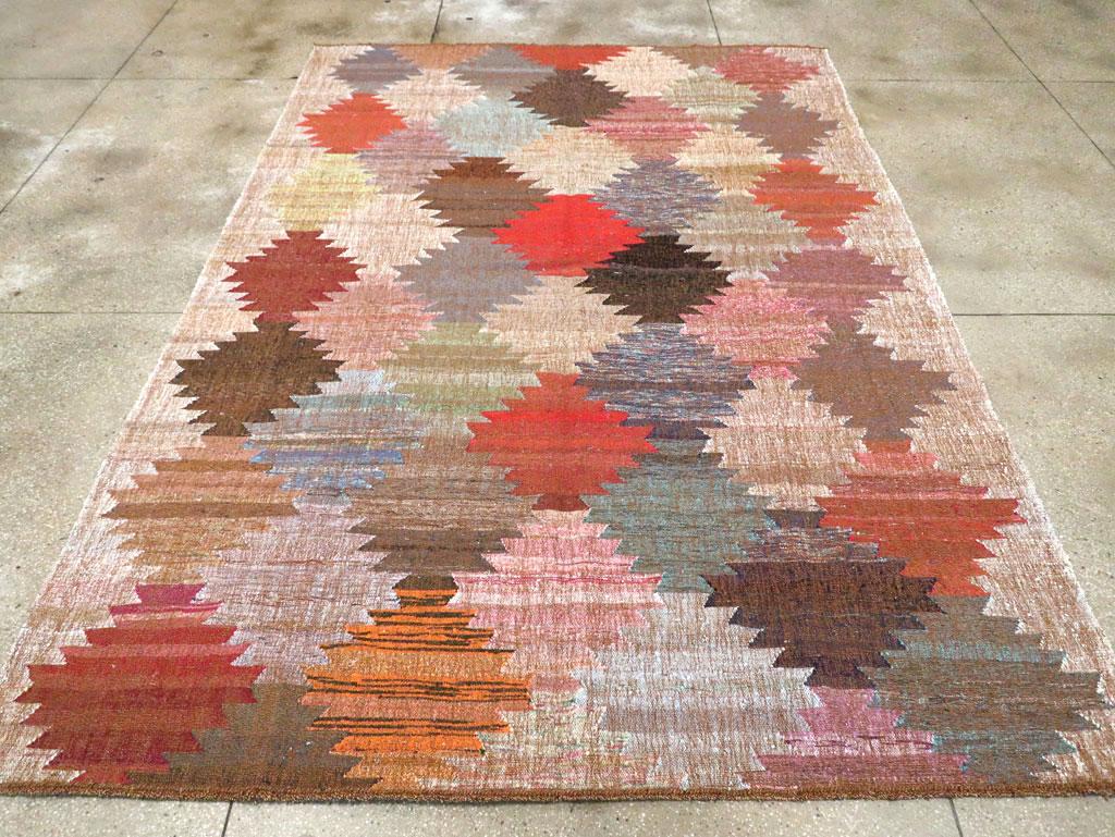 Hand-Woven Contemporary Handmade Turkish Flat-Weave Kilim Room Size Carpet