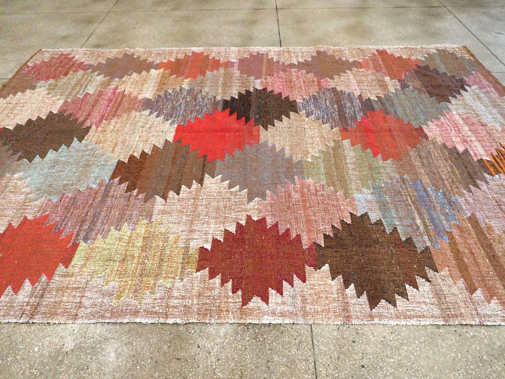 Wool Contemporary Handmade Turkish Flat-Weave Kilim Room Size Carpet