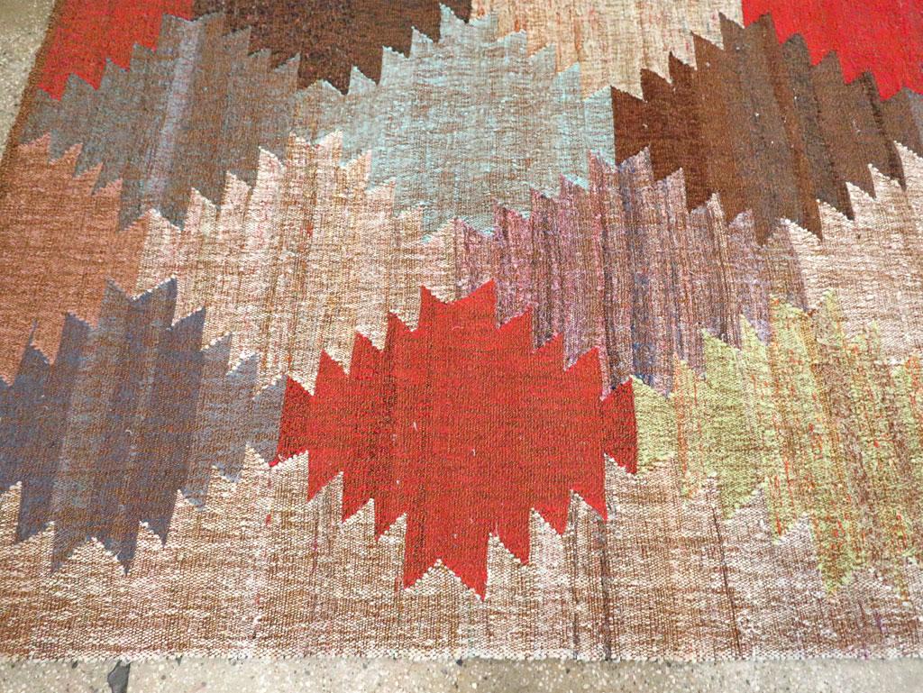 Contemporary Handmade Turkish Flat-Weave Kilim Room Size Carpet 1