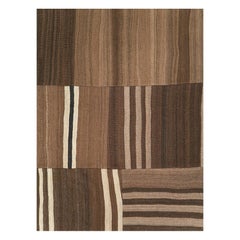 Contemporary Handmade Turkish Flat-Weave Kilim Room Size Carpet in Brown Shades