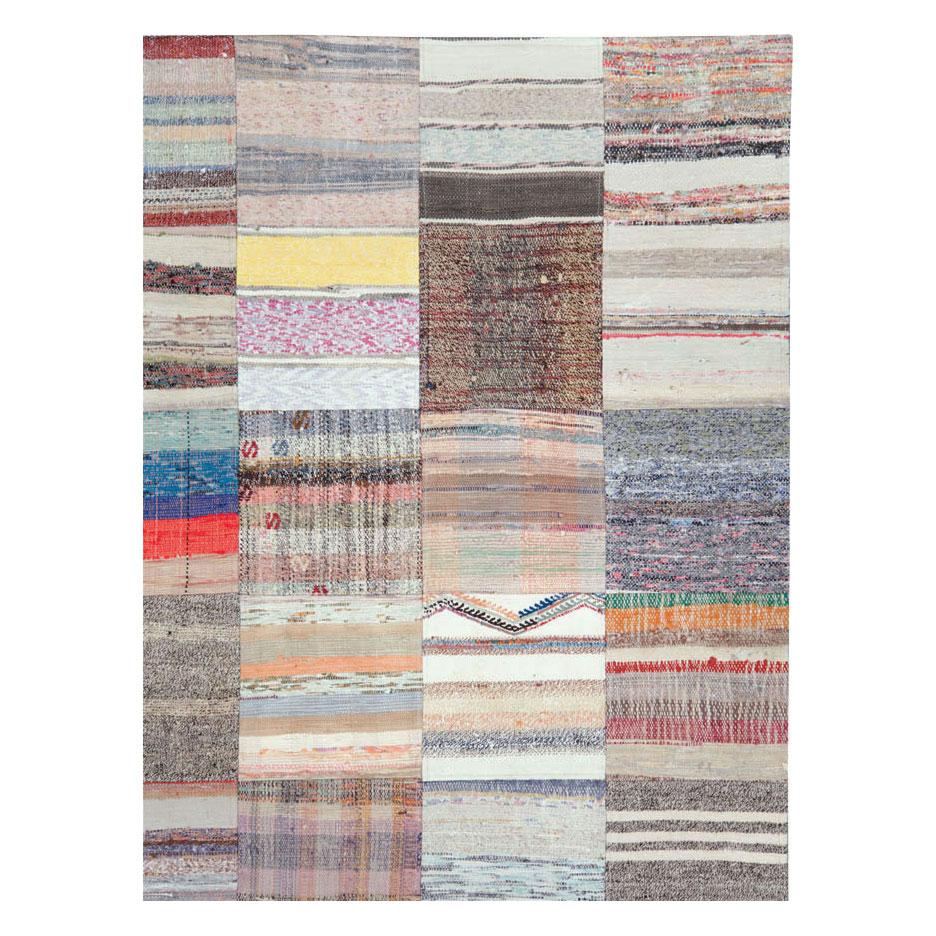 Modern Contemporary Handmade Turkish Flat-Weave Room Size Kilim Carpet