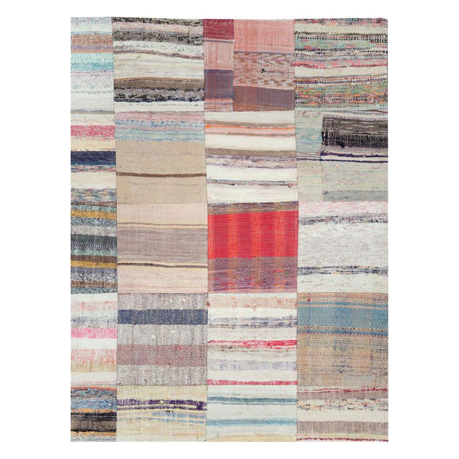 Hand-Woven Contemporary Handmade Turkish Flat-Weave Room Size Kilim Carpet