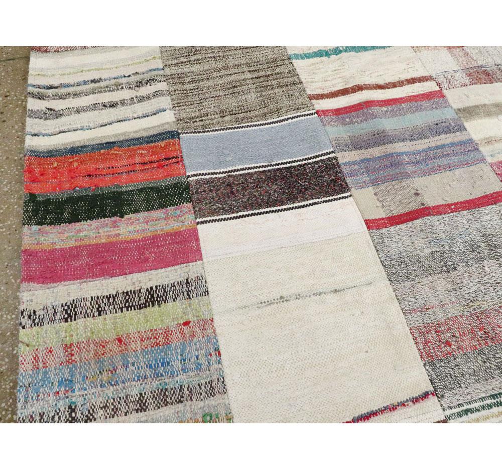 Wool Contemporary Handmade Turkish Flat-Weave Room Size Kilim Carpet