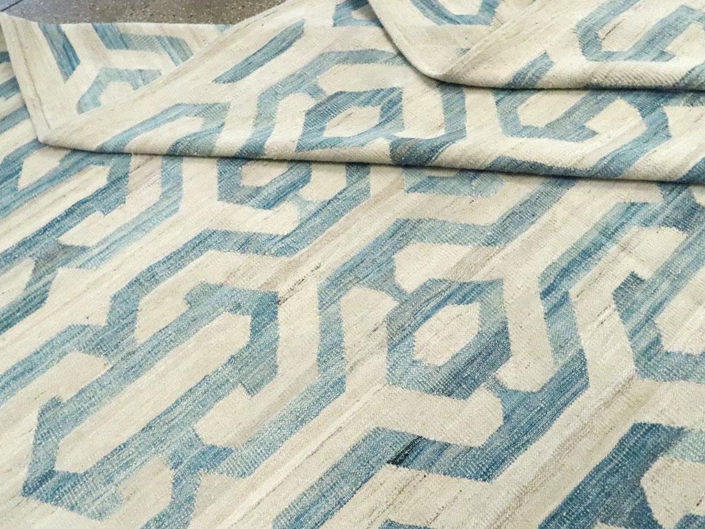 Contemporary Handmade Turkish Flatweave Kilim Large Room Size Carpet 4