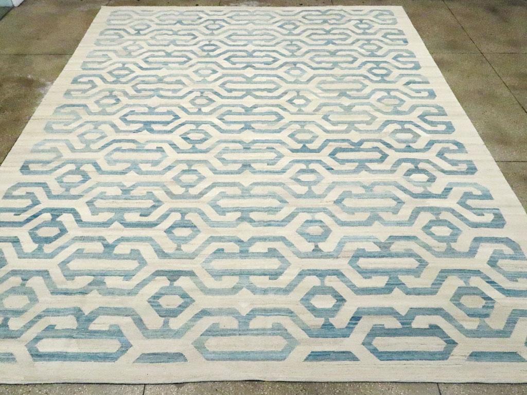 Hand-Woven Contemporary Handmade Turkish Flatweave Kilim Large Room Size Carpet