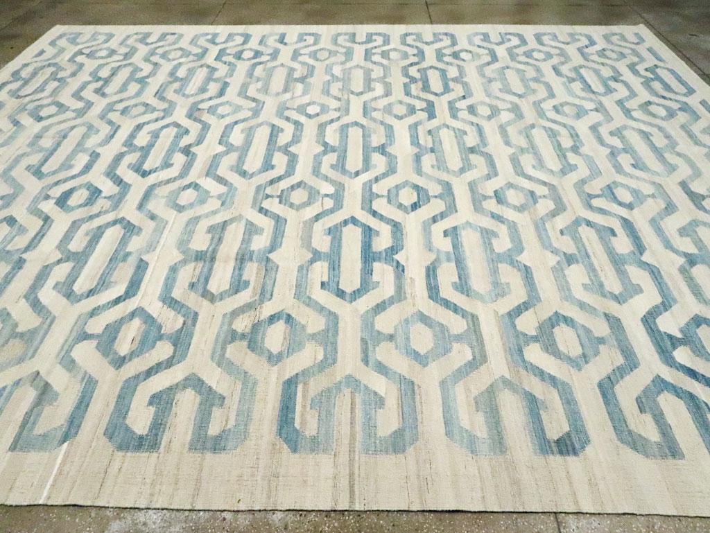 Wool Contemporary Handmade Turkish Flatweave Kilim Large Room Size Carpet