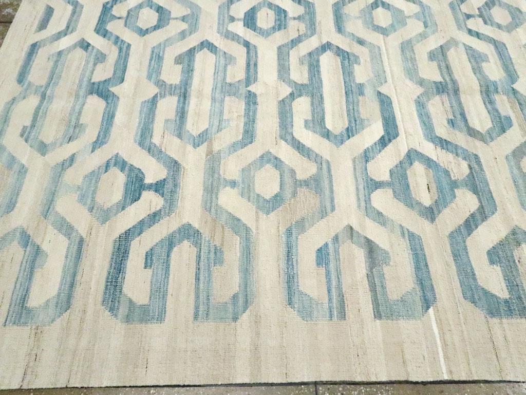 Contemporary Handmade Turkish Flatweave Kilim Large Room Size Carpet 1