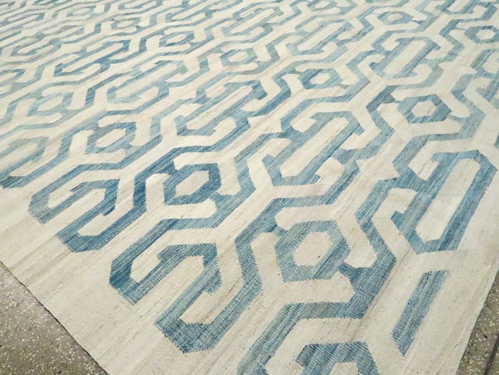 Contemporary Handmade Turkish Flatweave Kilim Large Room Size Carpet 2