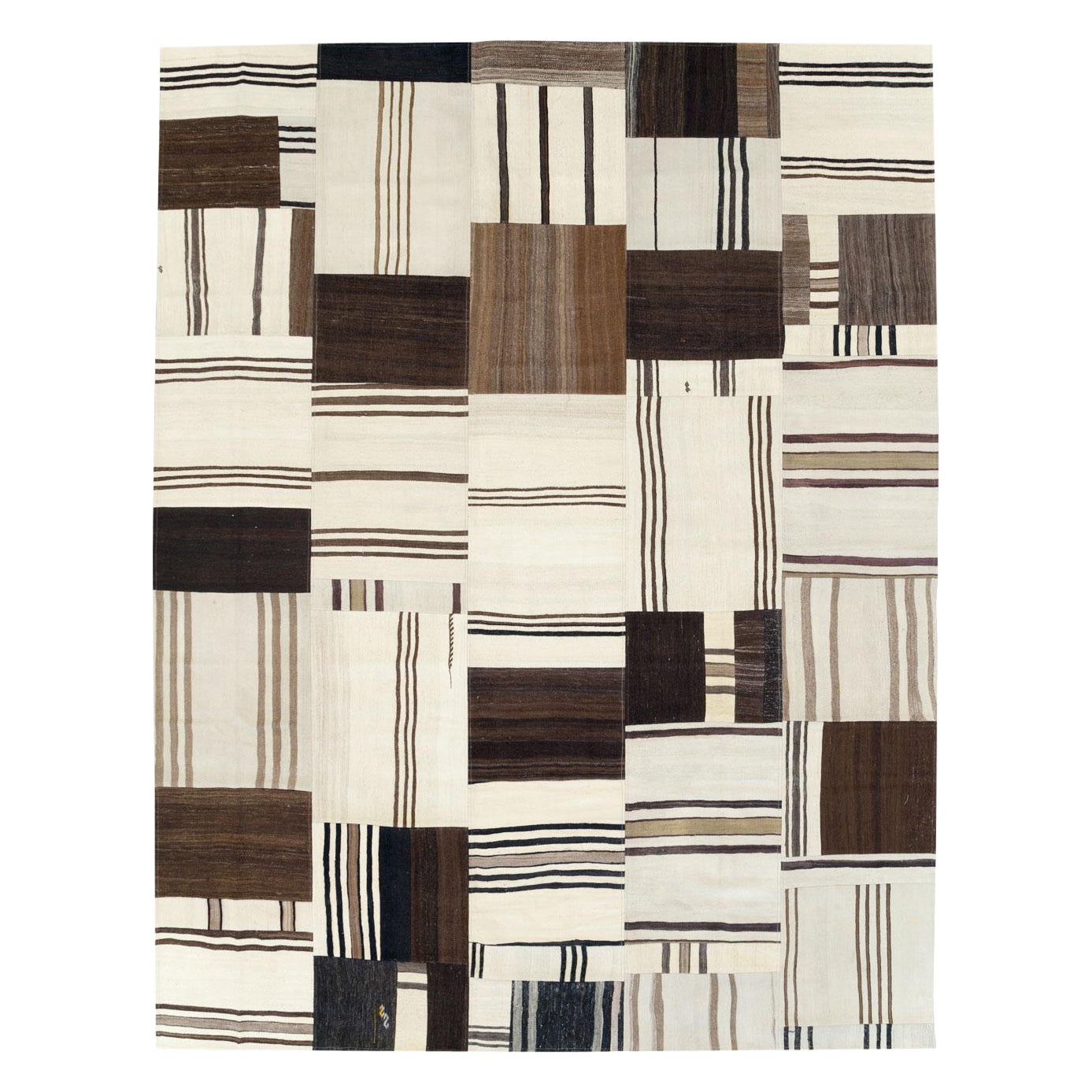 Tappeto contemporaneo fatto a mano in stile Kilim Patchwork turco a tessitura piatta, per una stanza di dimensioni ridotte